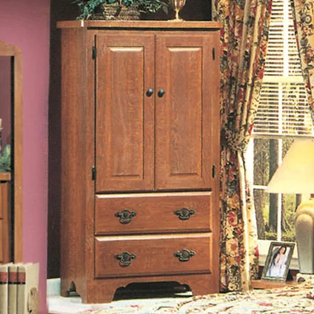 Casual Cottage Oak Armoire with Storage